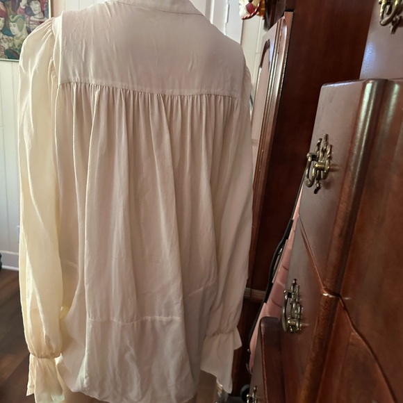 The Kooples Ivory Ruffle Tie Blouse - Picture 3 of 6